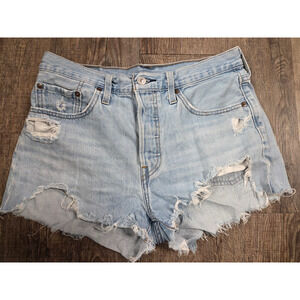 Levi's Ligh Wash Denim Jean Cut Off Hottie Bootie Shorts Size 28 Button Fly